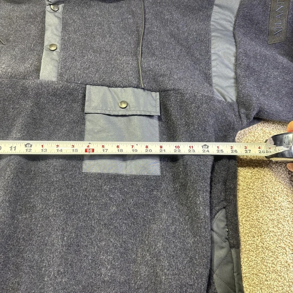 Vintage Atlantic Rancher Jacket Mens XL Blue Wool‎ Fleece Hooded Anorak Pullover